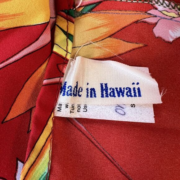 Vintage Hawaiian Red‎ Floral Wrap Mini Skirt Beach Coverup One Size - Picture 3 of 5